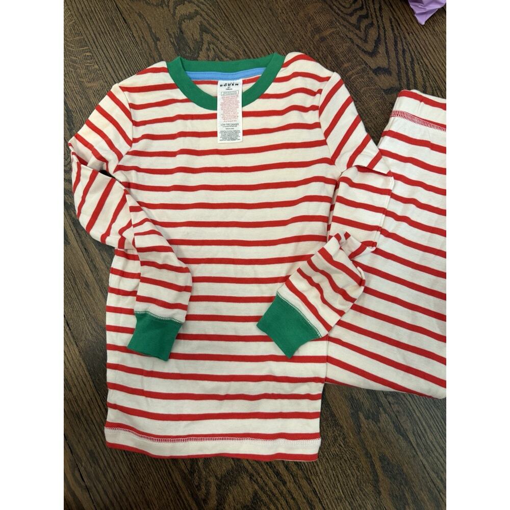 Mini Boden Stripe Christmas Cotton 2 Piece Pajamas Sz 6 Years NEW - Picture 2 of 8